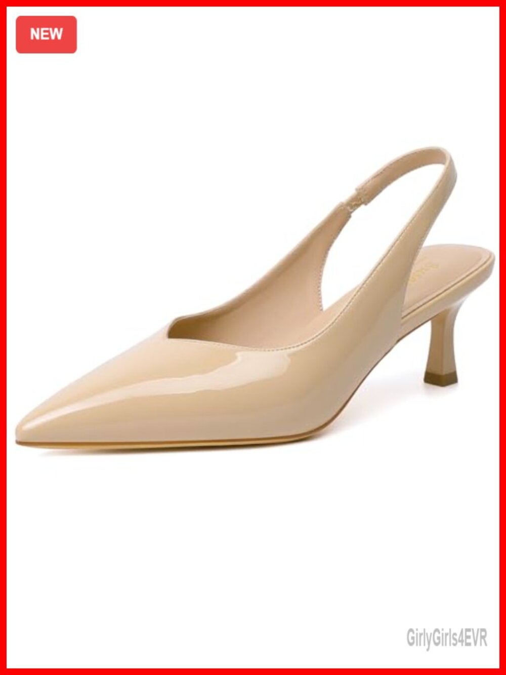 Kitten Heels Closed Pointed Toe Slingback Pumps Faux Leather